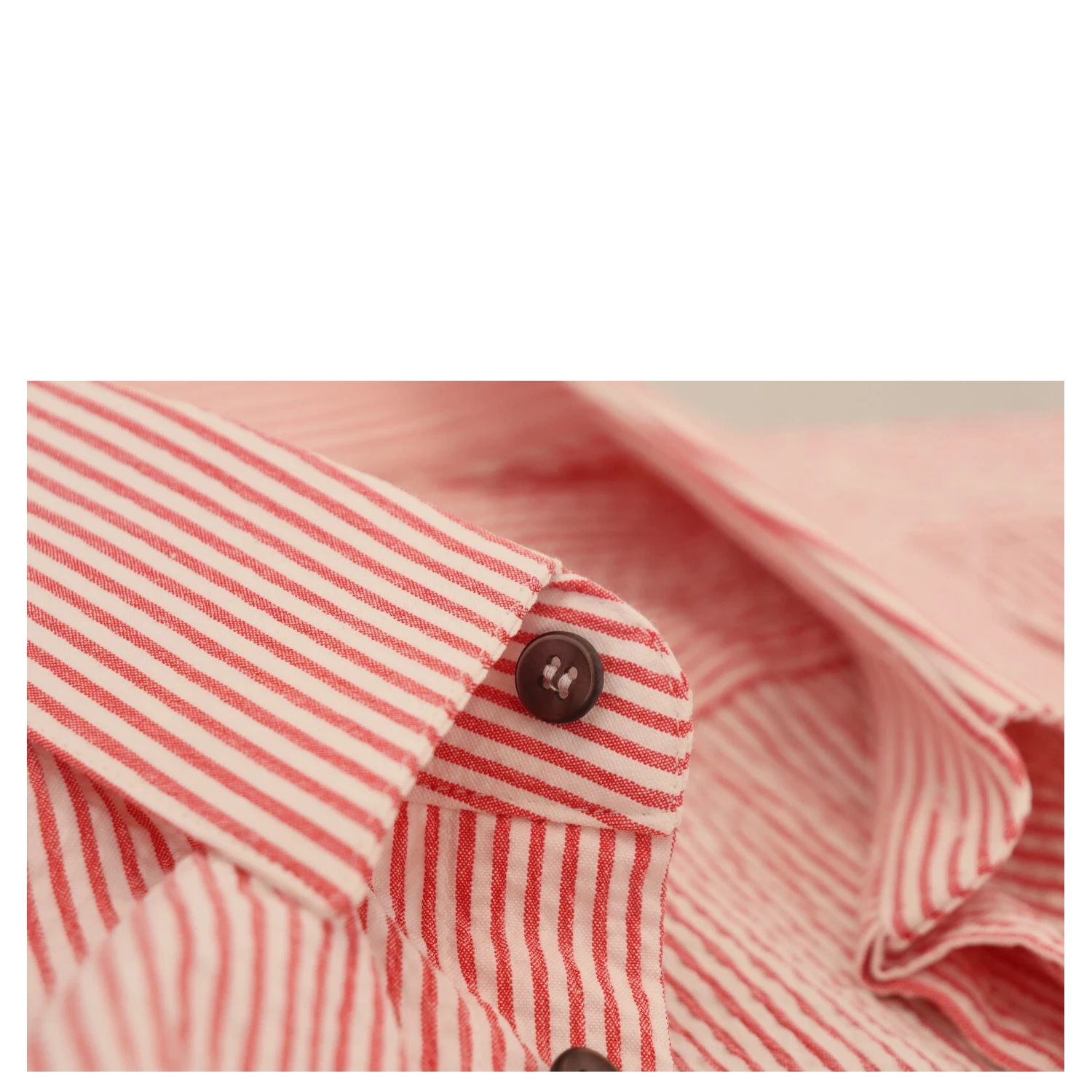 Red White Striped Cotton Short Sleeve Shirt
