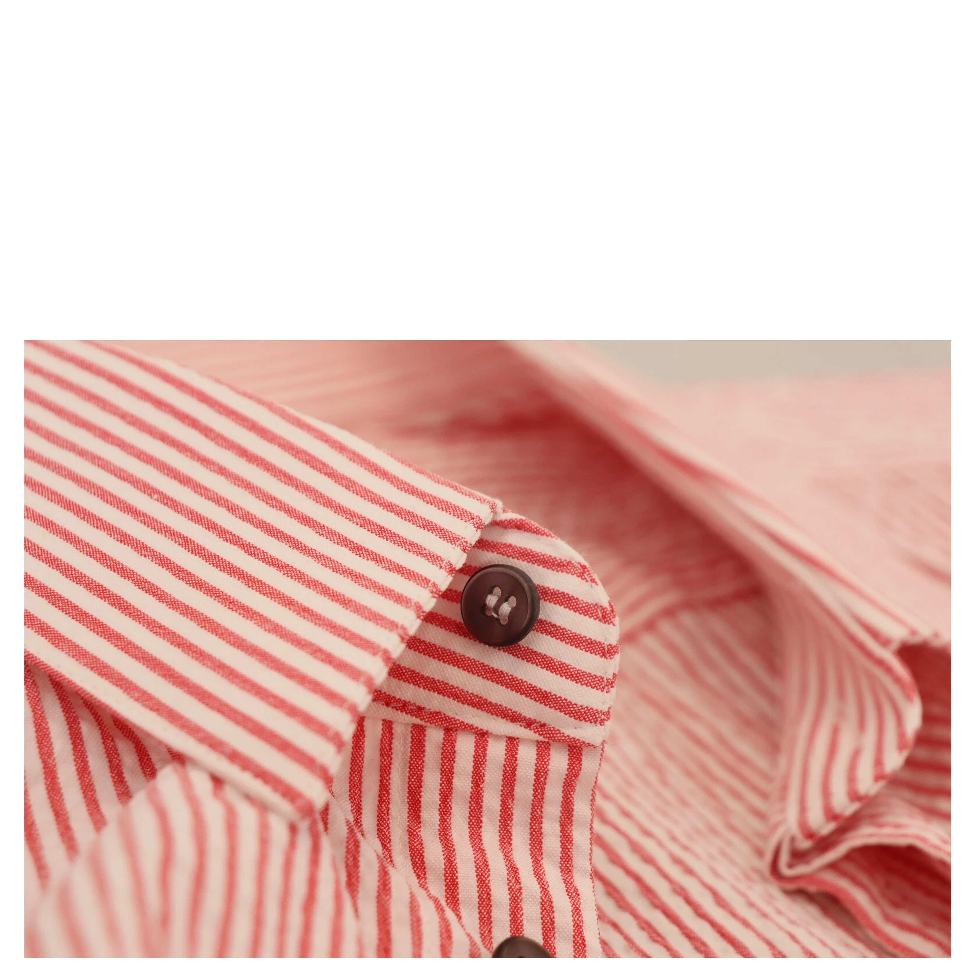 Red White Striped Cotton Short Sleeve Shirt