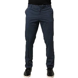 Blue Skinny Fit Mid Waist Men Chino Trouser Pants