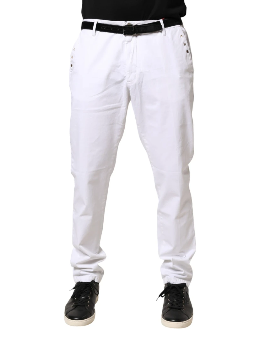White Skinny Fit Mid Waist Men Denim Trouser Jeans