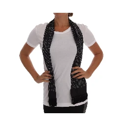 White Cotton Black Silk Scarf Top T-shirt