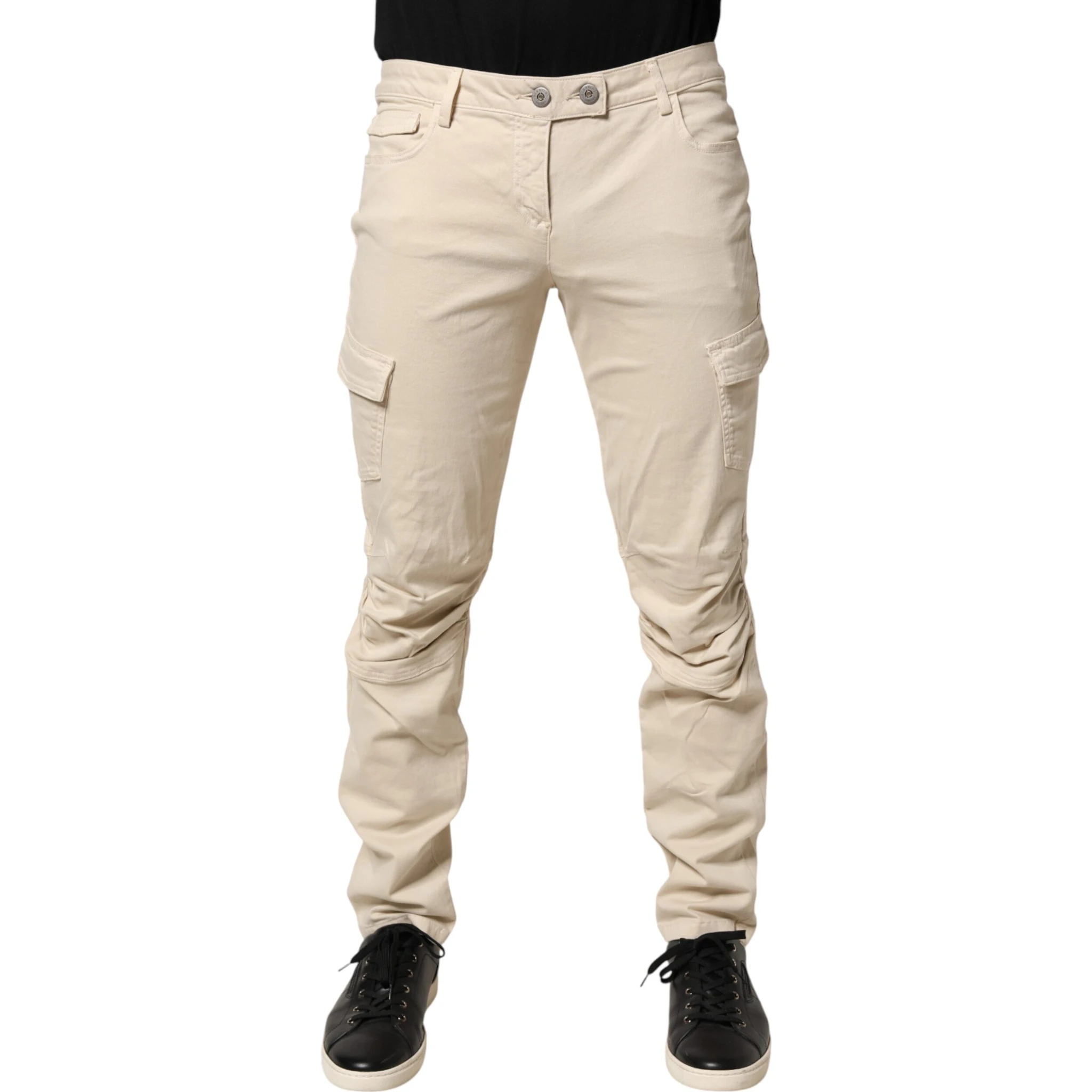 Beige Skinny Fit Mid Waist Men Denim Jeans