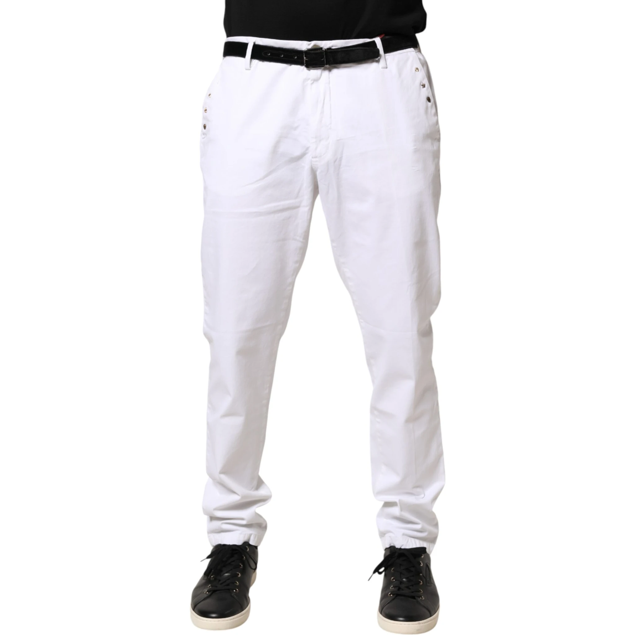 White Skinny Fit Mid Waist Men Denim Trouser Jeans
