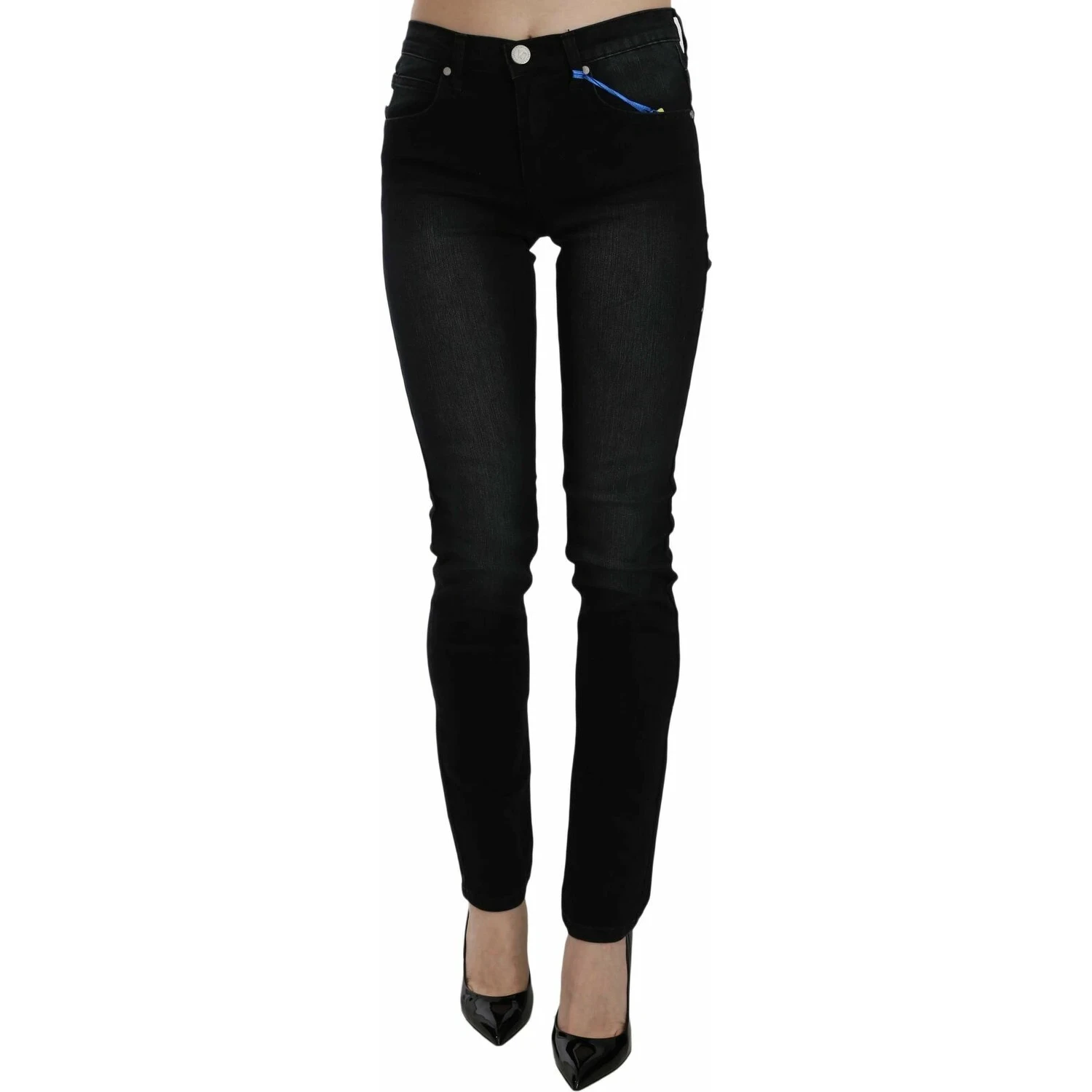 Dark Black Dora Slim Fit Denim Pants