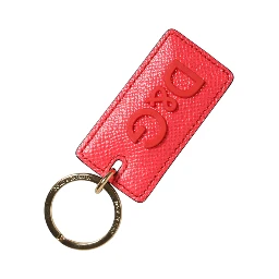 Red Calf Leather Logo Metal Ring Men Keychain Keyring