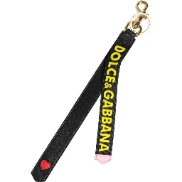 Black Yellow Logo Letaher Brass Holder Keychain Keyring