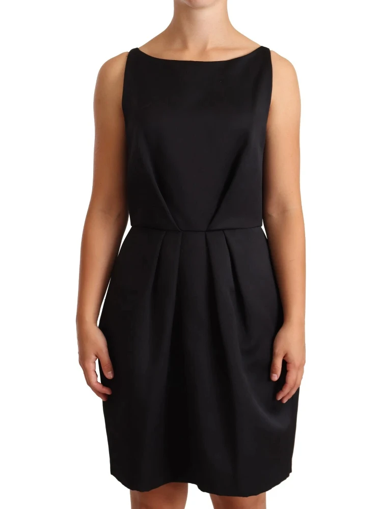 Black Sleeveless Pleated Aline Knee Length Dress alternative