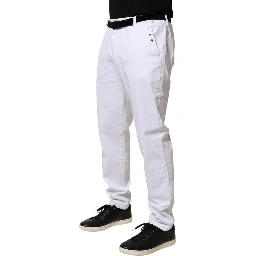 White Skinny Fit Mid Waist Men Denim Trouser Jeans