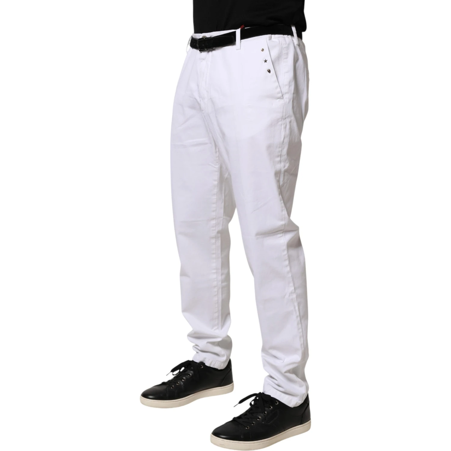 White Skinny Fit Mid Waist Men Denim Trouser Jeans