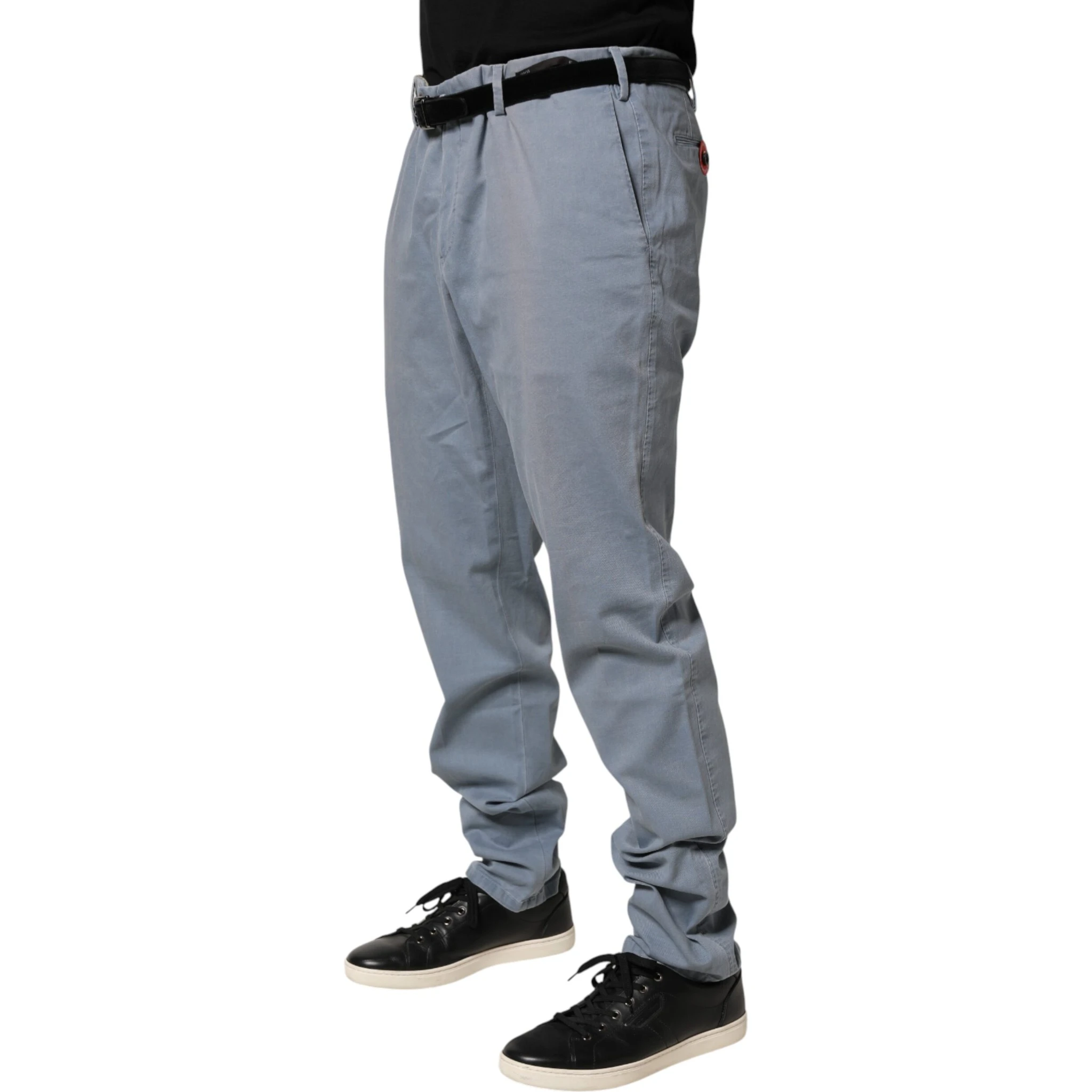 Blue Men Chino Mid Waist Tapered Fit Trouser Pants