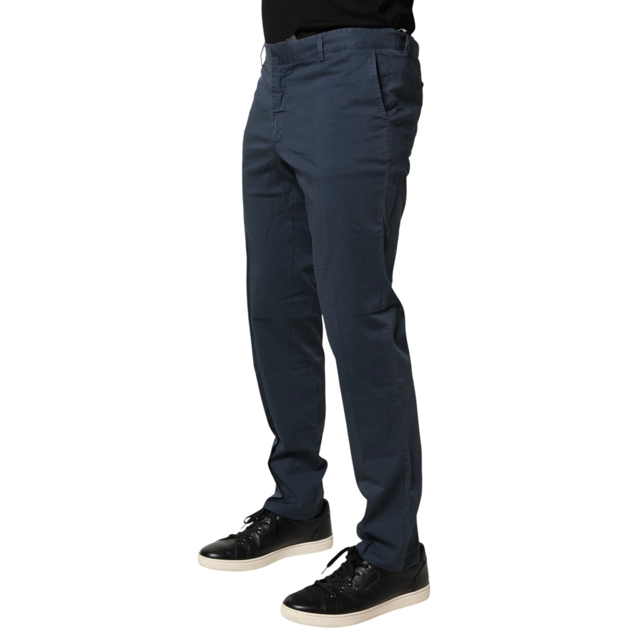 Blue Skinny Fit Mid Waist Men Chino Trouser Pants