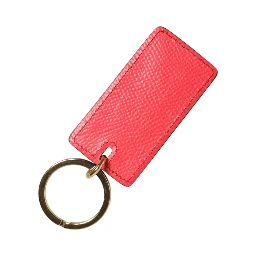 Red Calf Leather Logo Metal Ring Men Keychain Keyring