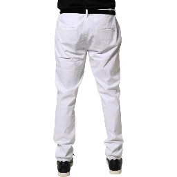 White Skinny Fit Mid Waist Men Denim Trouser Jeans