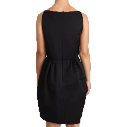 Black Sleeveless Pleated Aline Knee Length Dress