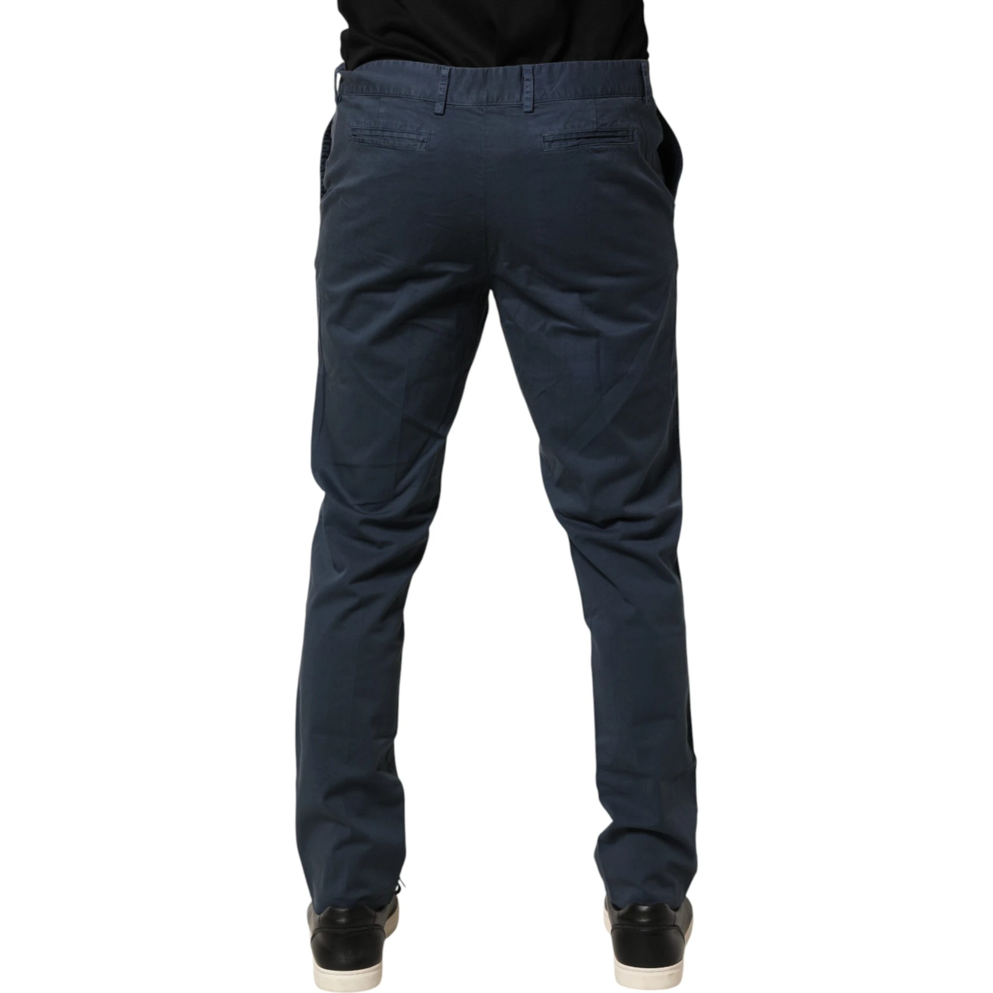 Blue Skinny Fit Mid Waist Men Chino Trouser Pants