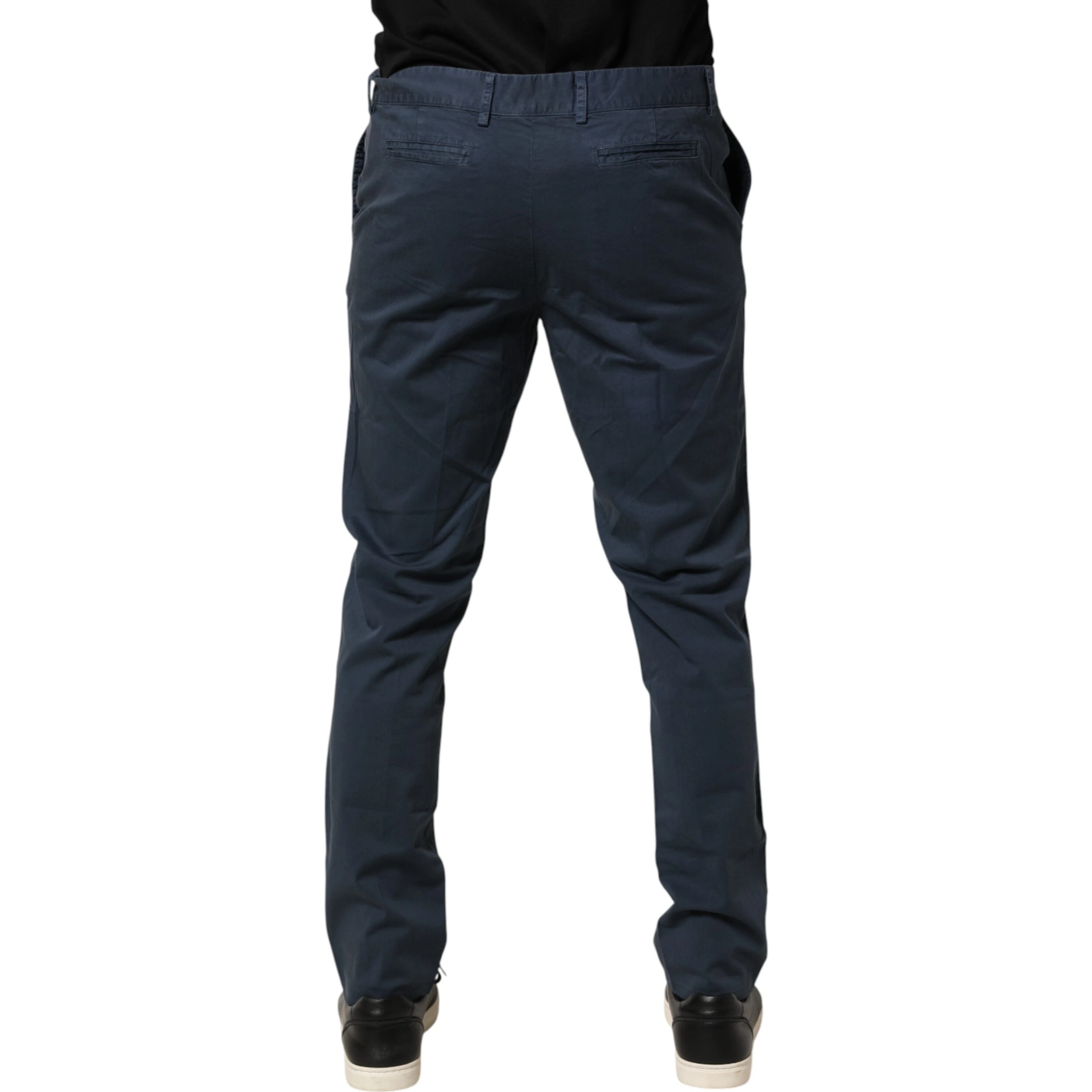 Blue Skinny Fit Mid Waist Men Chino Trouser Pants