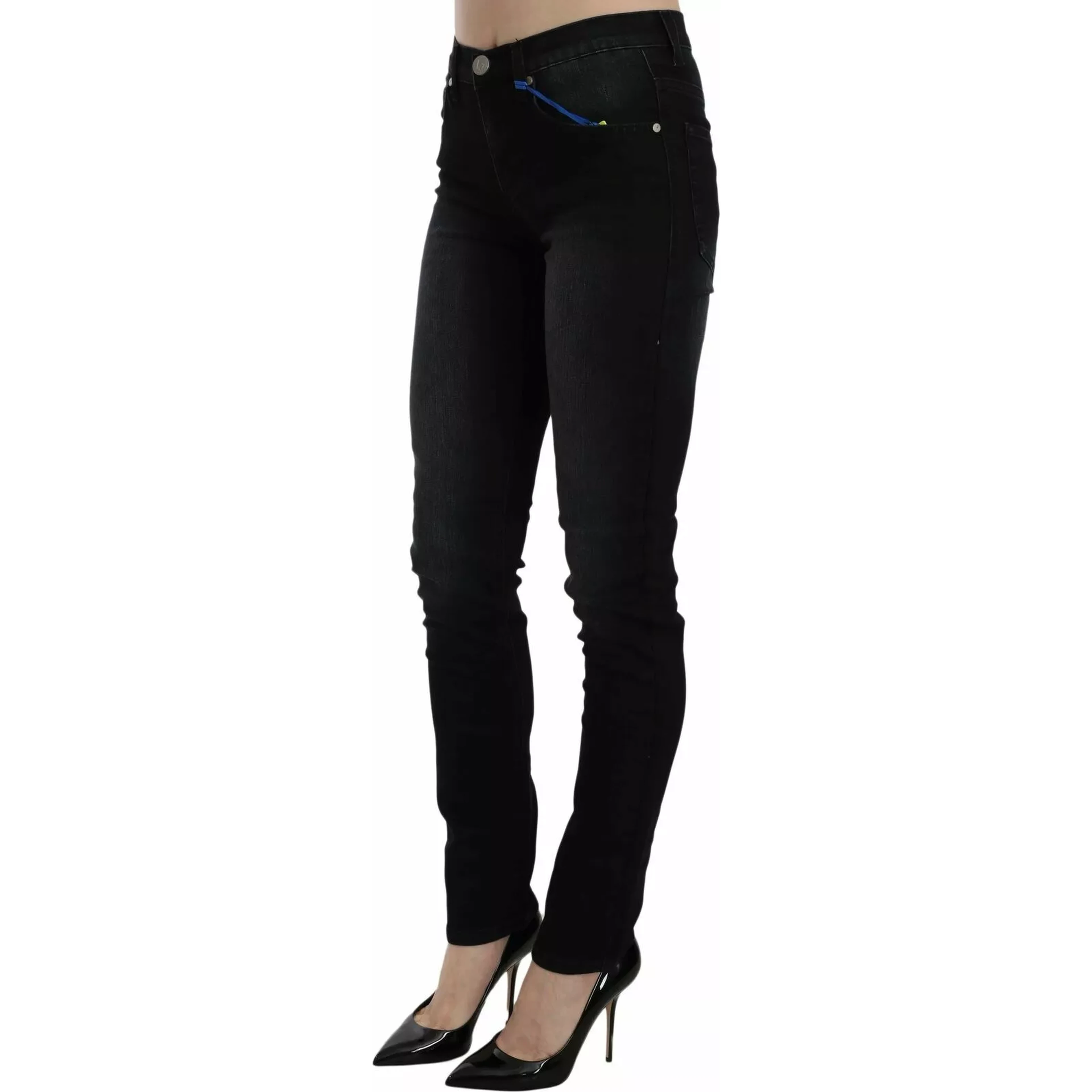 Dark Black Dora Slim Fit Denim Pants