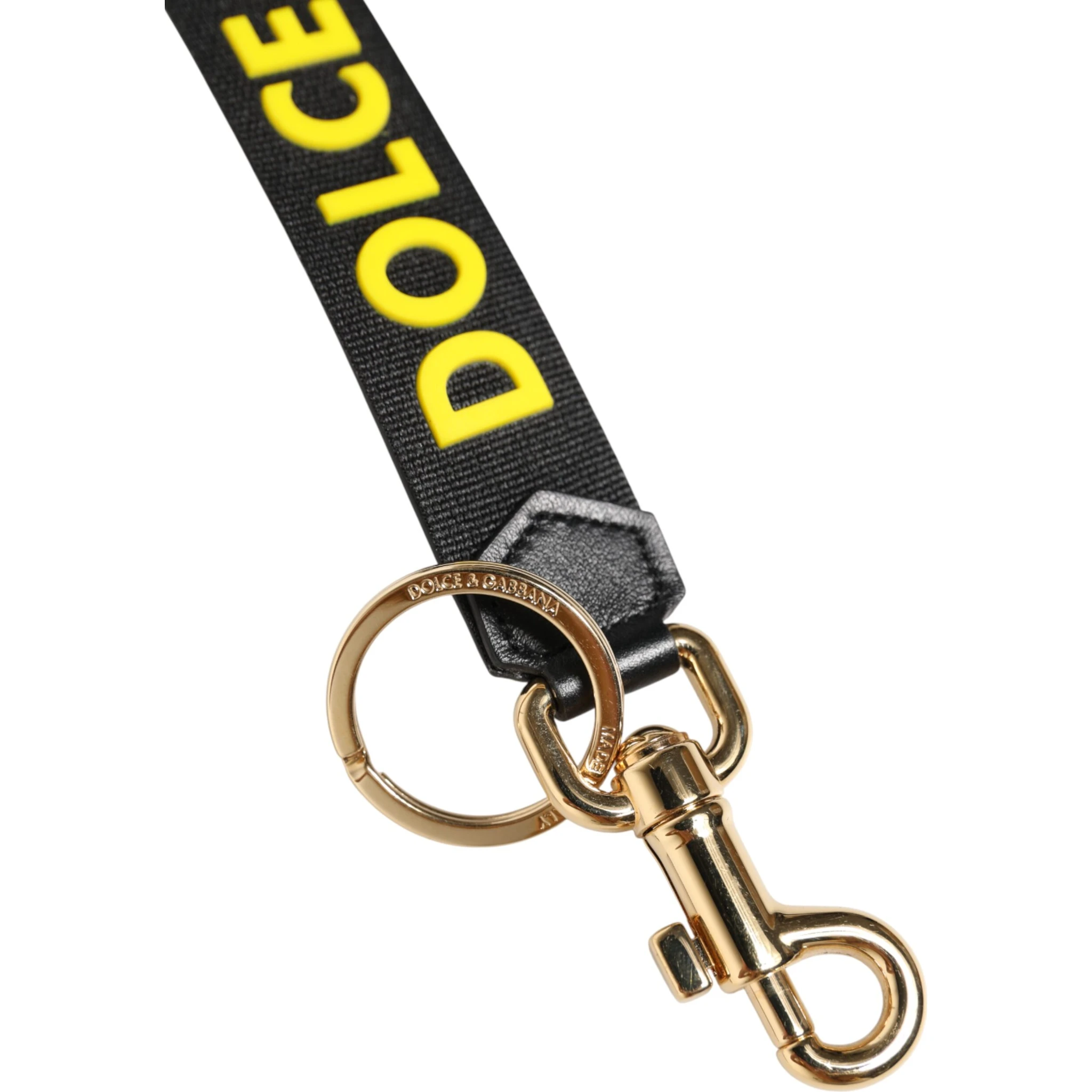 Black Yellow Logo Letaher Brass Holder Keychain Keyring