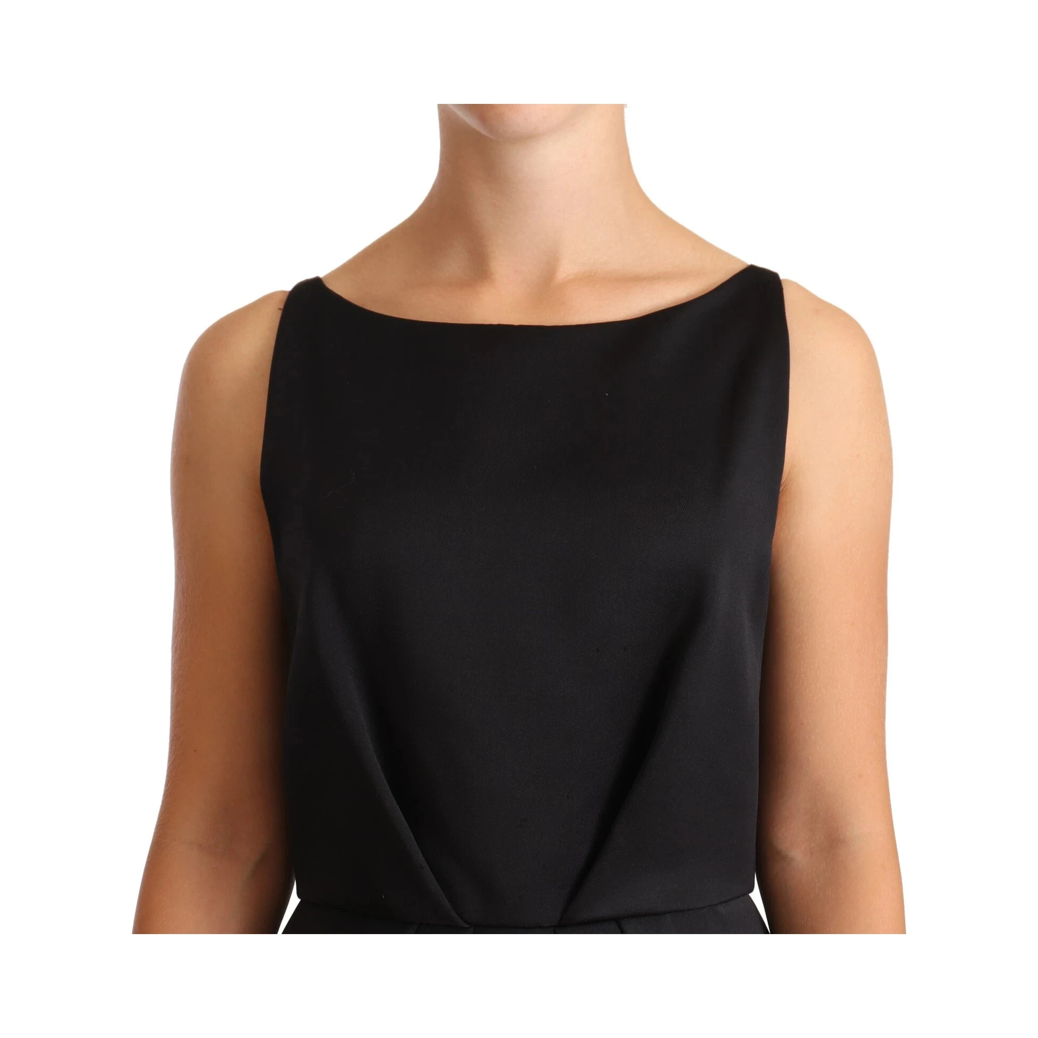 Black Sleeveless Pleated Aline Knee Length Dress