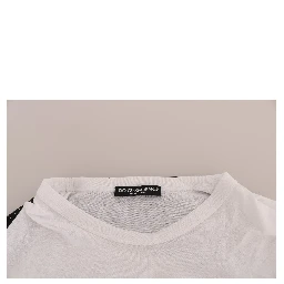 White Cotton Black Silk Scarf Top T-shirt