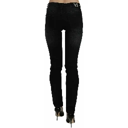 Dark Black Dora Slim Fit Denim Pants