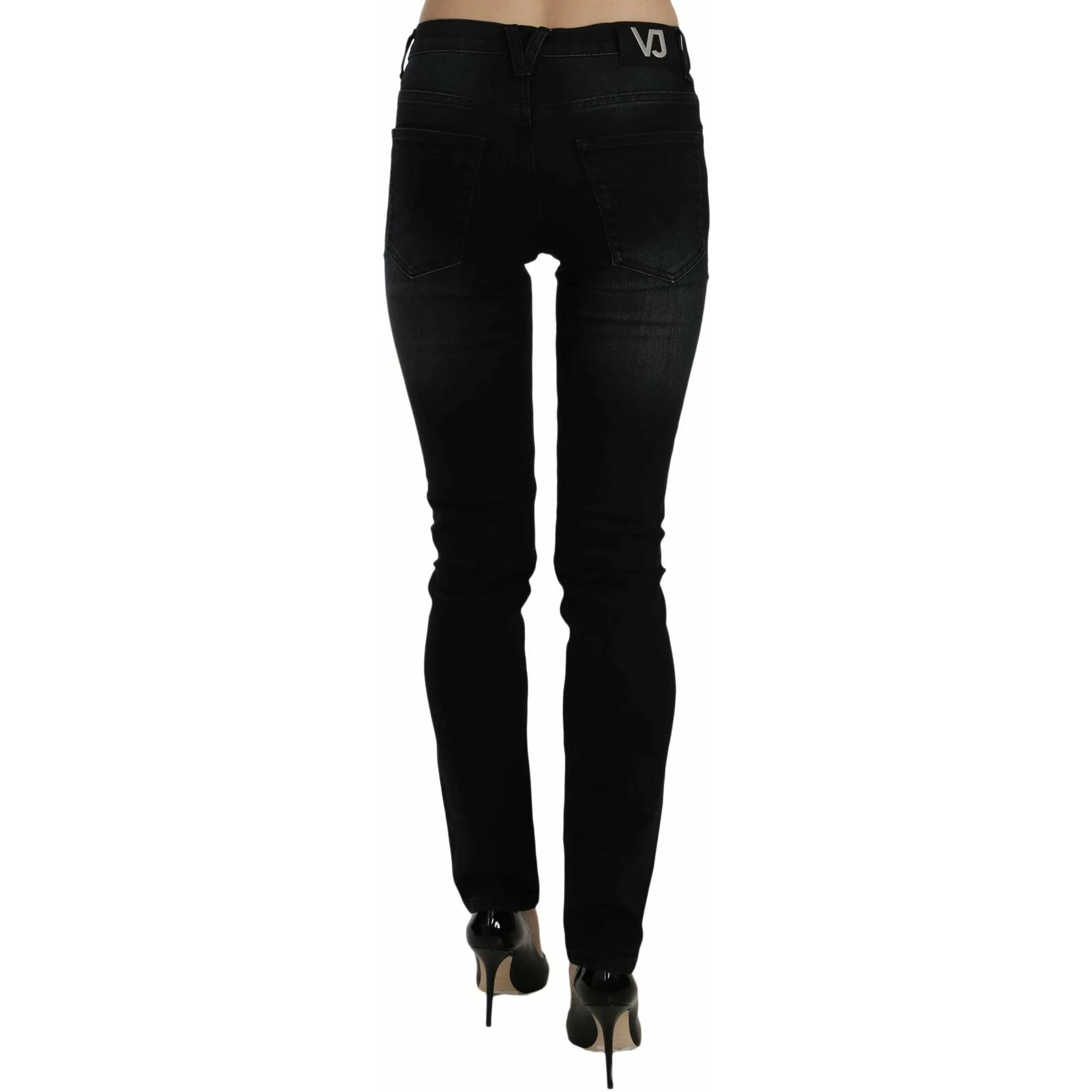 Dark Black Dora Slim Fit Denim Pants