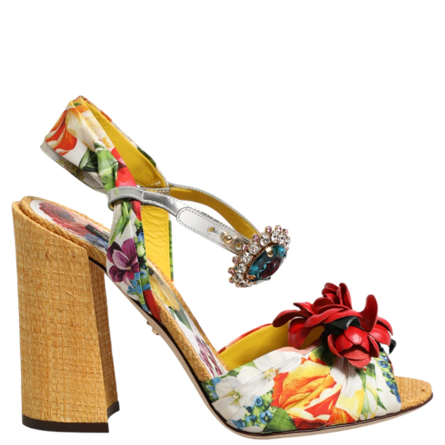 Multicolor Floral Crystal Embellished Sandals Shoes