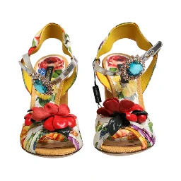 Multicolor Floral Crystal Embellished Sandals Shoes