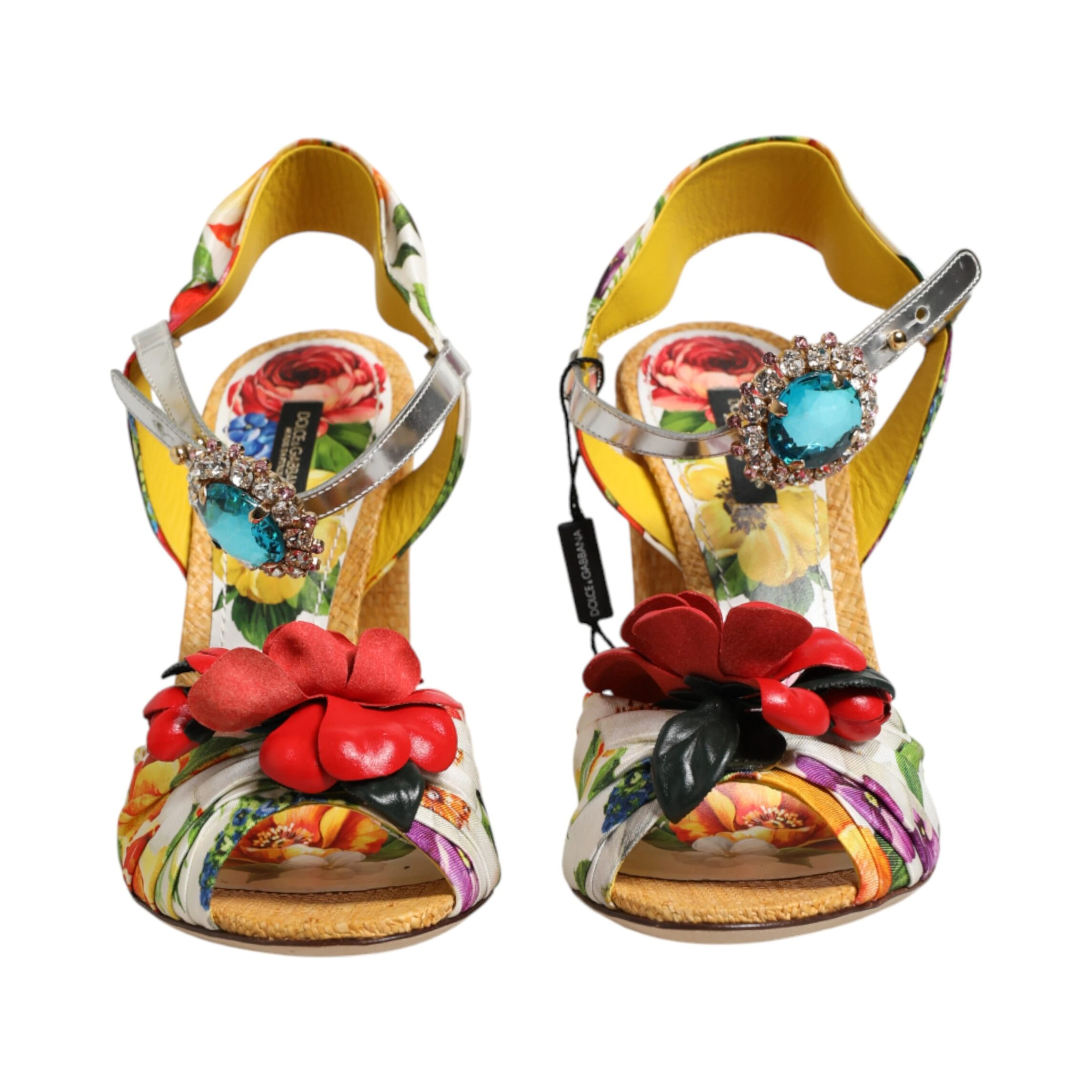 Multicolor Floral Crystal Embellished Sandals Shoes