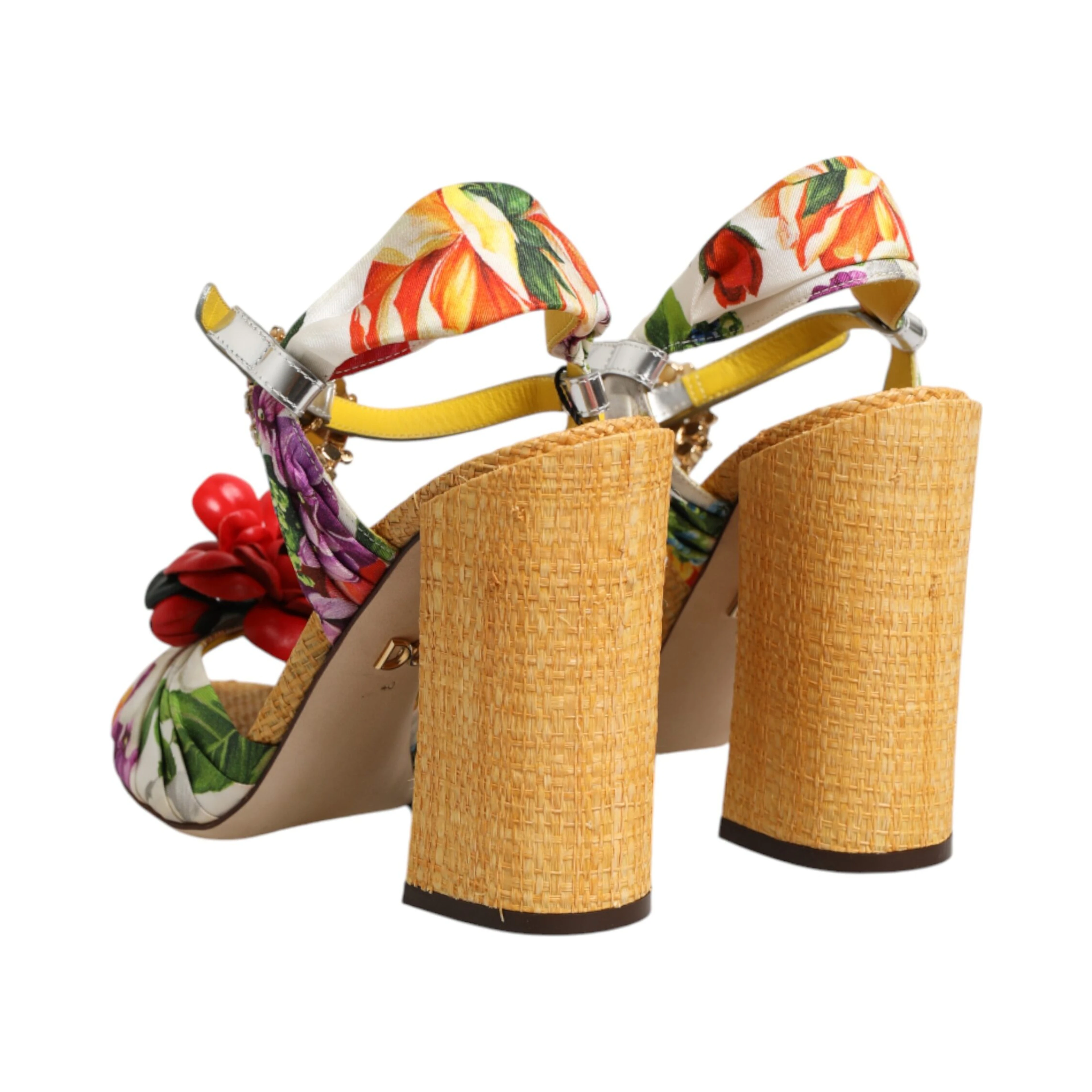 Multicolor Floral Crystal Embellished Sandals Shoes