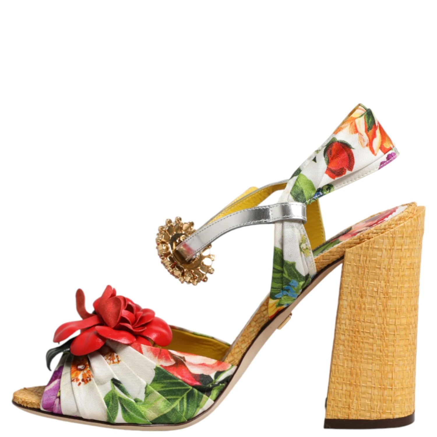 Multicolor Floral Crystal Embellished Sandals Shoes