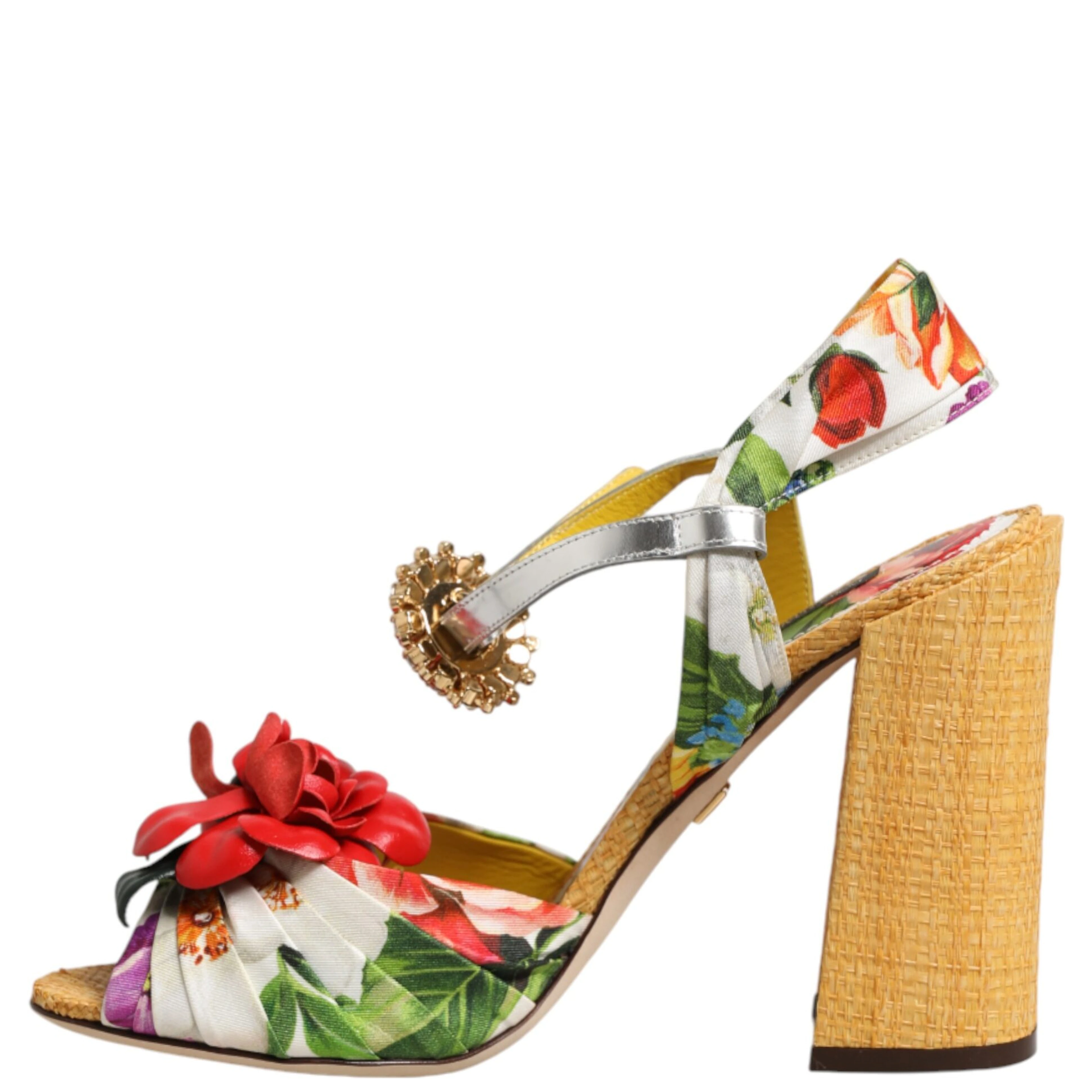 Multicolor Floral Crystal Embellished Sandals Shoes