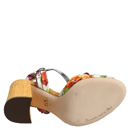 Multicolor Floral Crystal Embellished Sandals Shoes