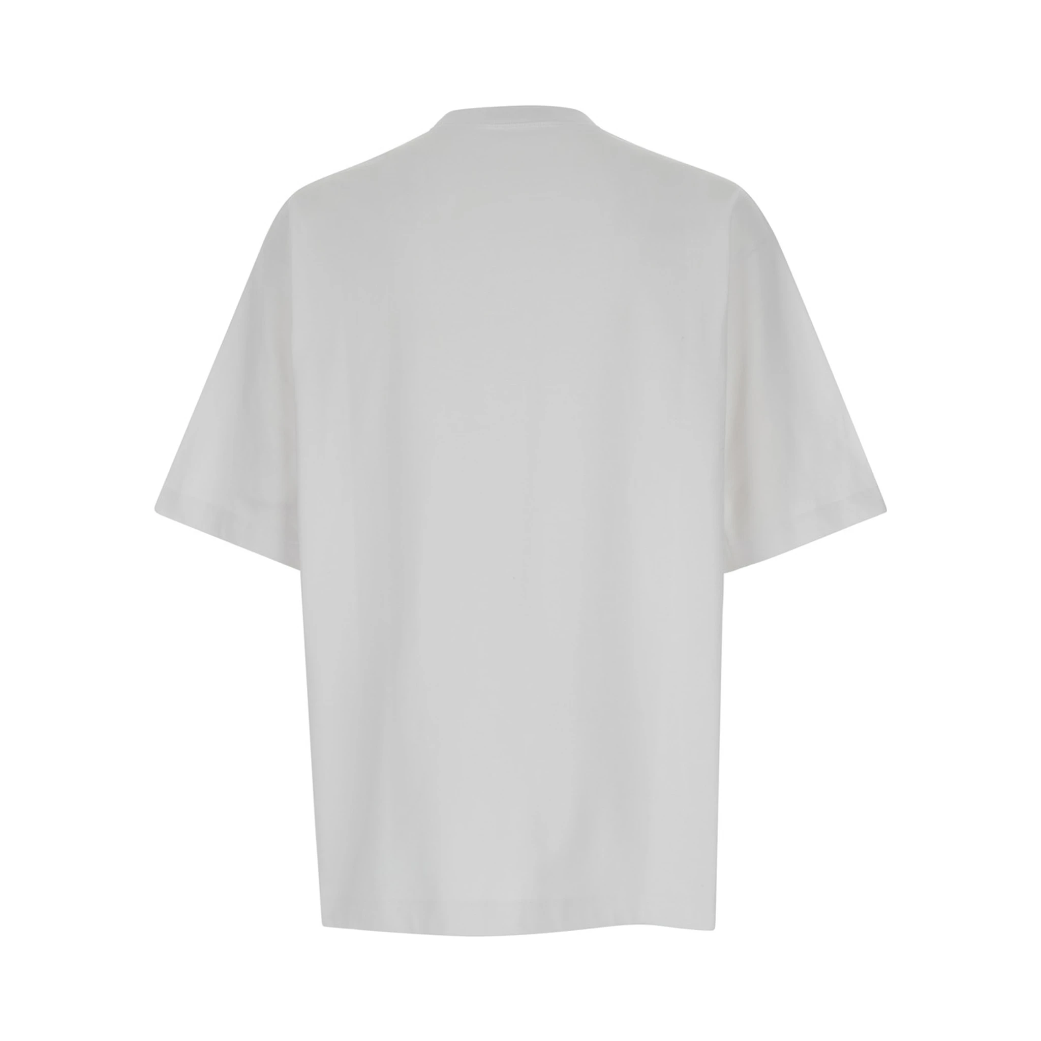 White Crewneck T-Shirt with Gucci and Web Print in Cotton Man