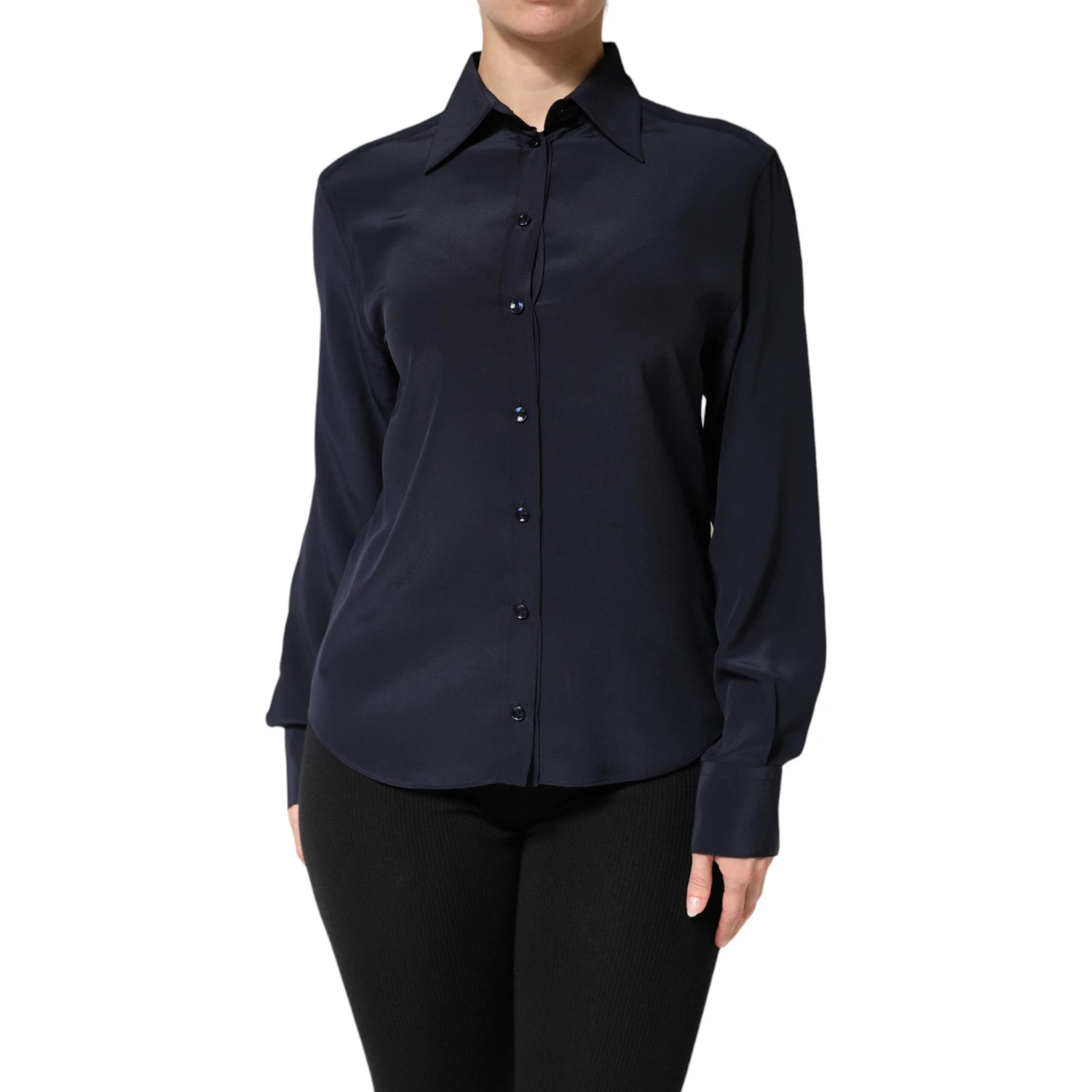 Blue Collared Long Sleeves Dress Shirt Top
