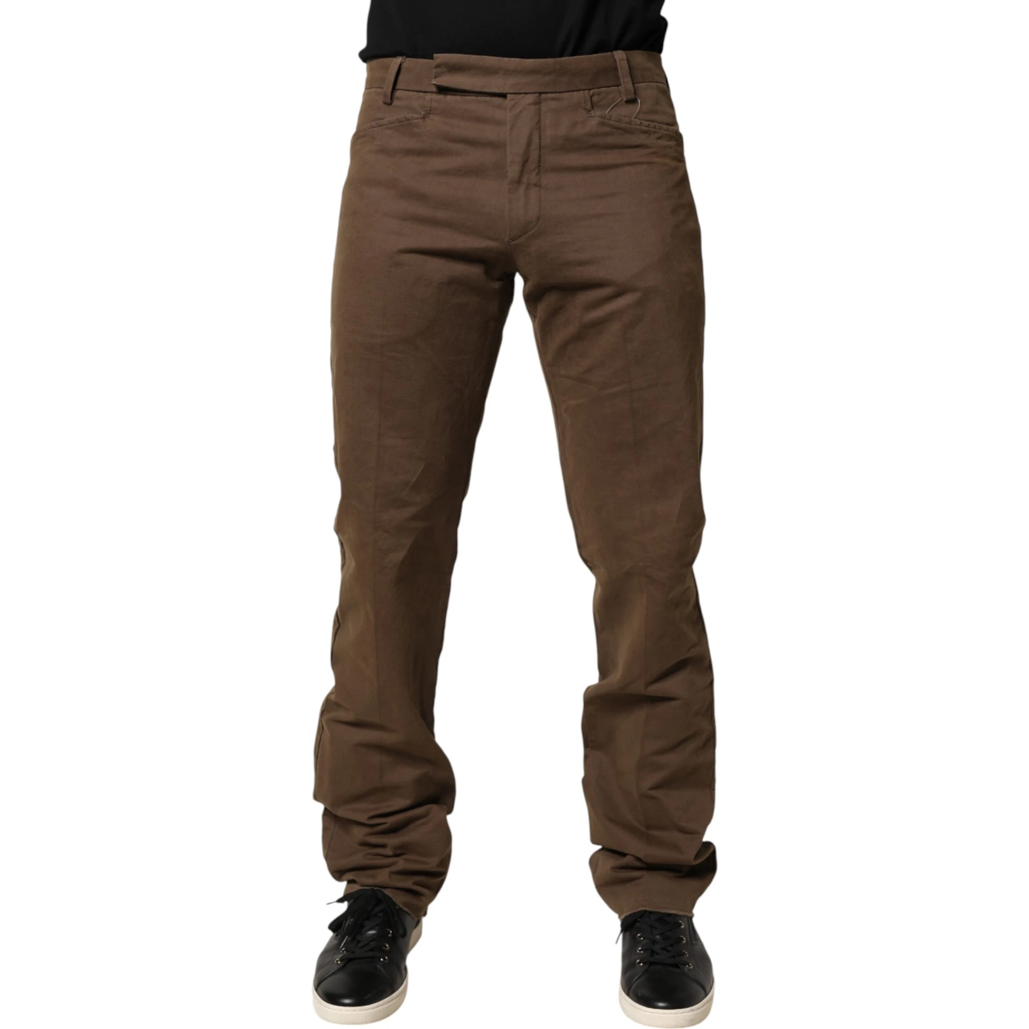 Brown Straight Cut Mid Waist Chino Men Trouser Pants