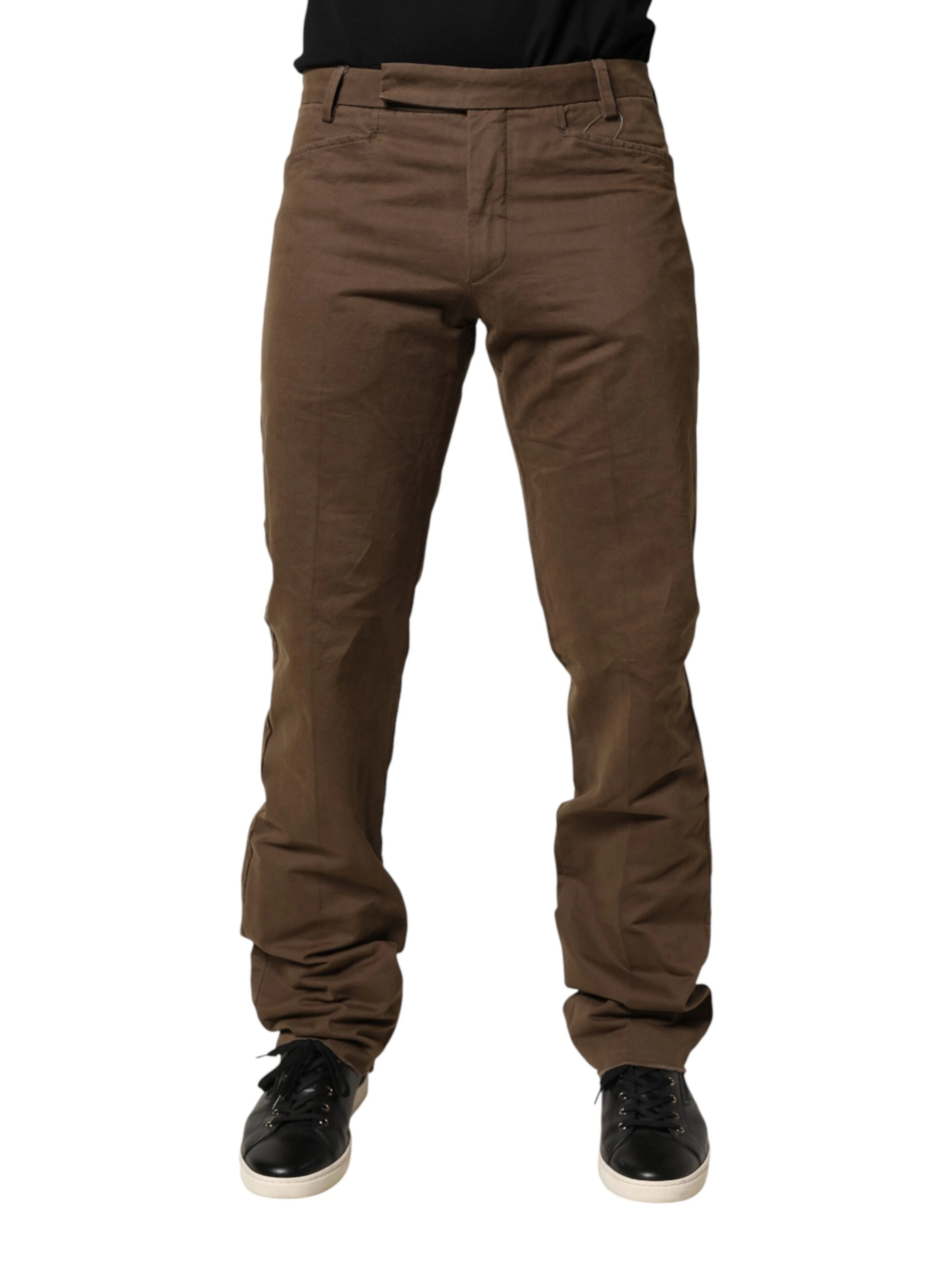 Brown Straight Cut Mid Waist Chino Men Trouser Pants