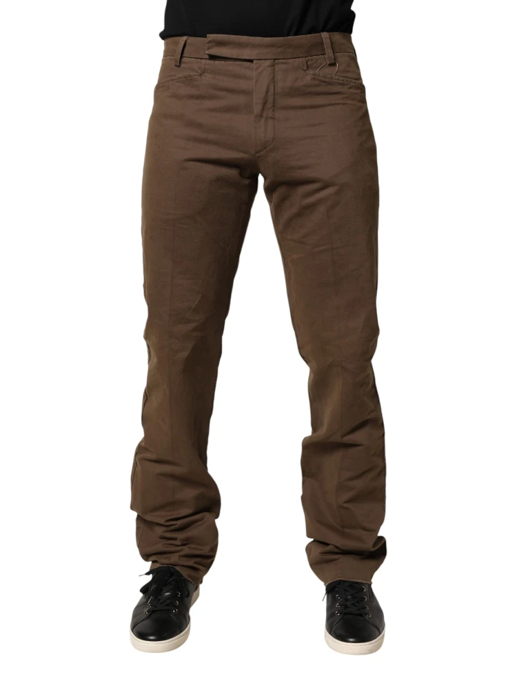 Brown Straight Cut Mid Waist Chino Men Trouser Pants alternative