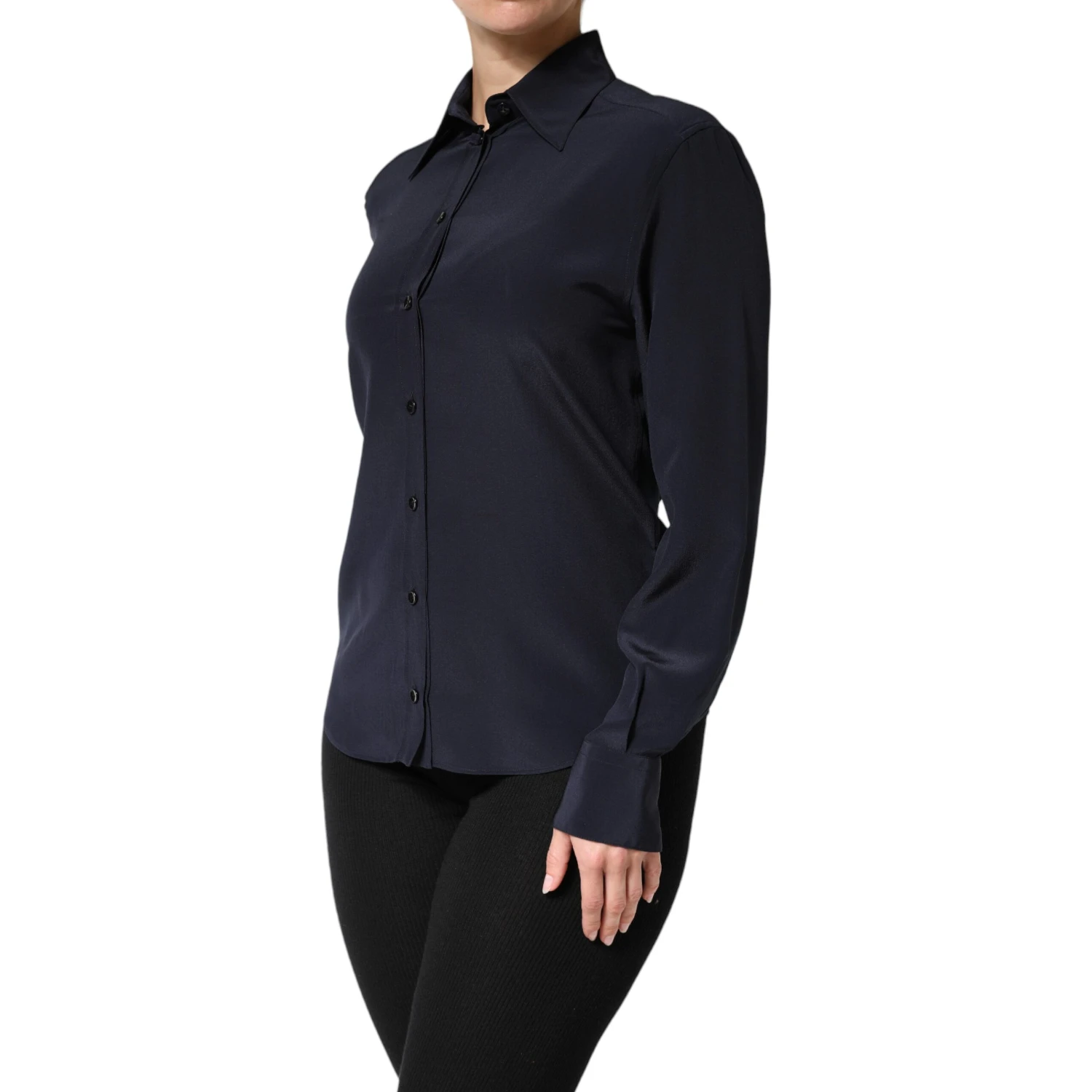 Blue Collared Long Sleeves Dress Shirt Top