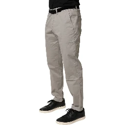 Gray Cotton Stretch Tapered Fit Men Chino Trouser Pants