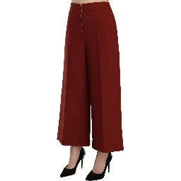 Red High Waist Cropped Flared Dress Formal Trouser Pants