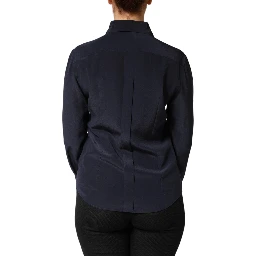 Blue Collared Long Sleeves Dress Shirt Top