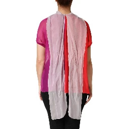 Multicolor Short Sleeves Silk Blouse Top