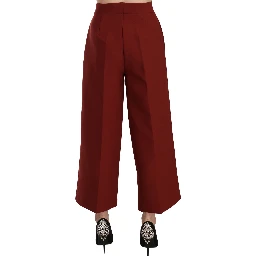 Red High Waist Cropped Flared Dress Formal Trouser Pants