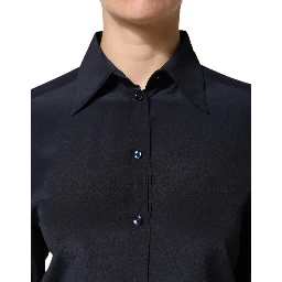 Blue Collared Long Sleeves Dress Shirt Top