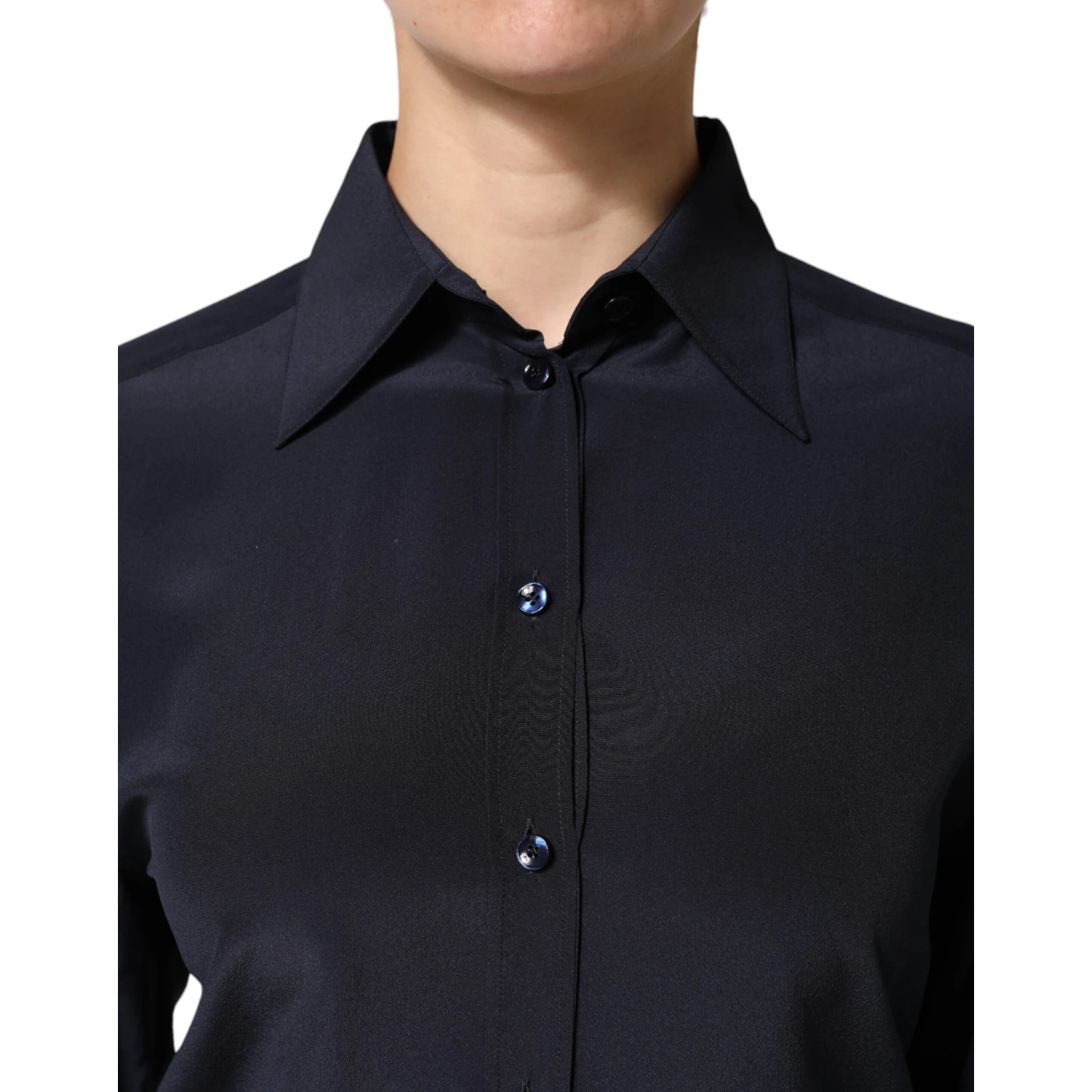 Blue Collared Long Sleeves Dress Shirt Top