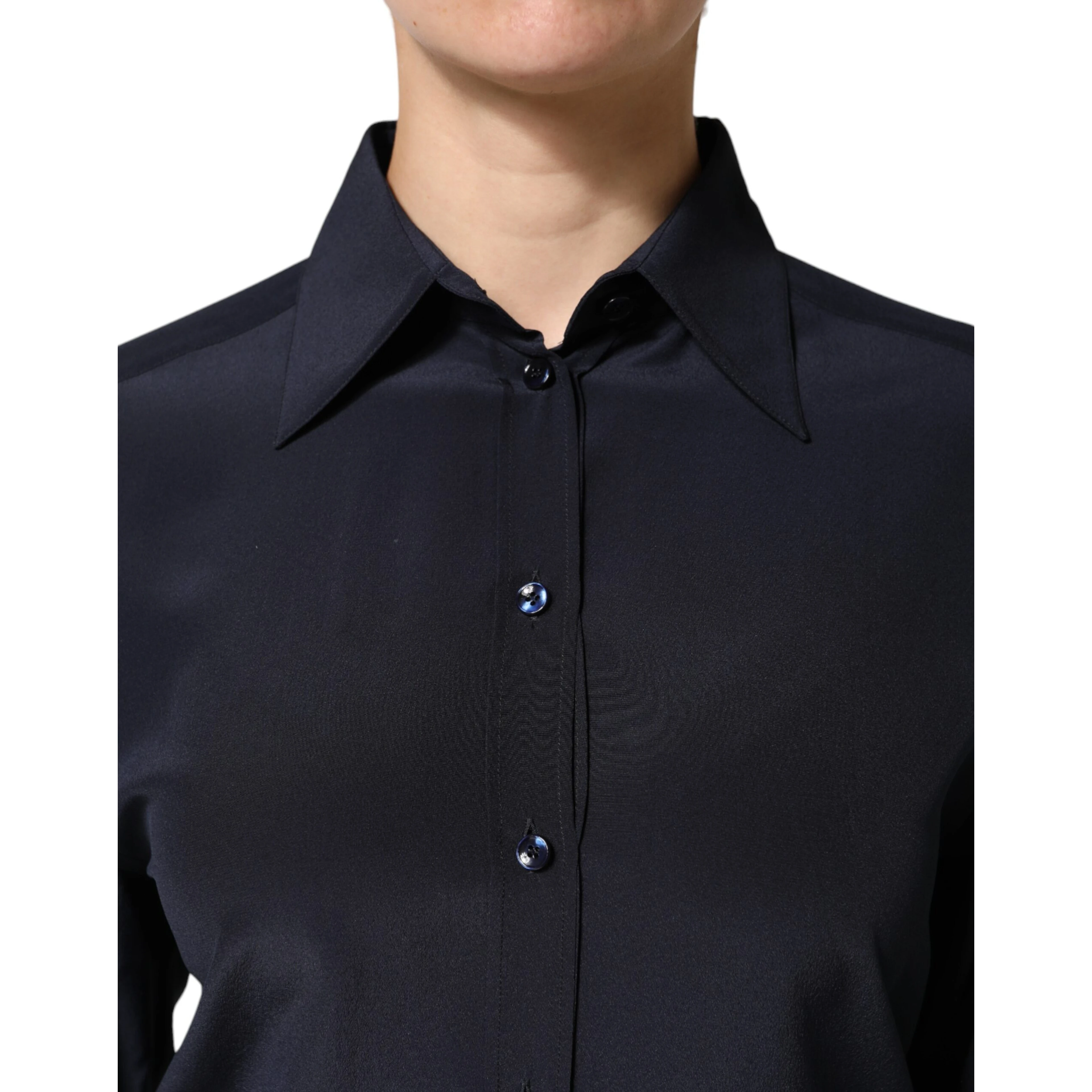 Blue Collared Long Sleeves Dress Shirt Top