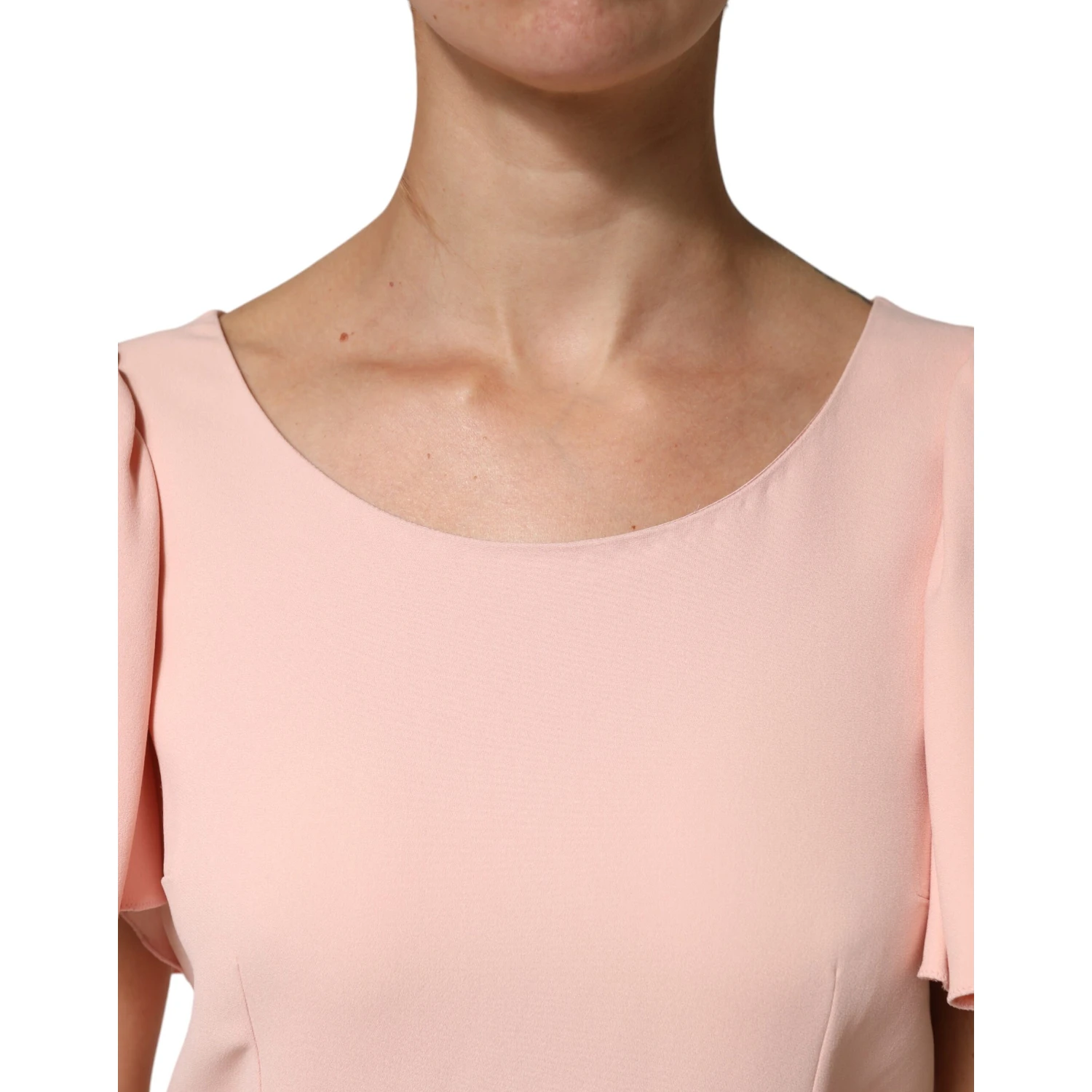 Pink Short Sleeves Round Neck Blouse Top