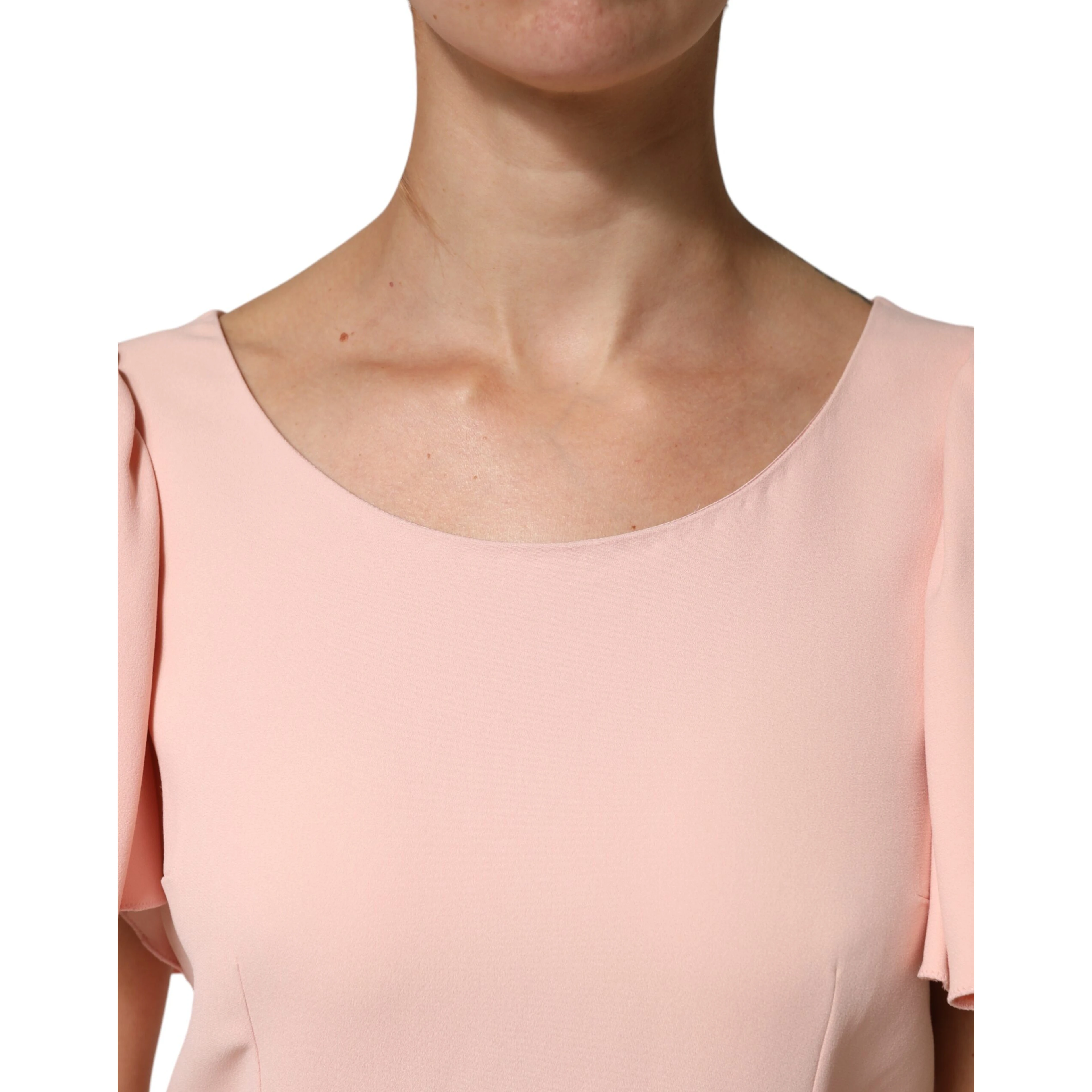 Pink Short Sleeves Round Neck Blouse Top