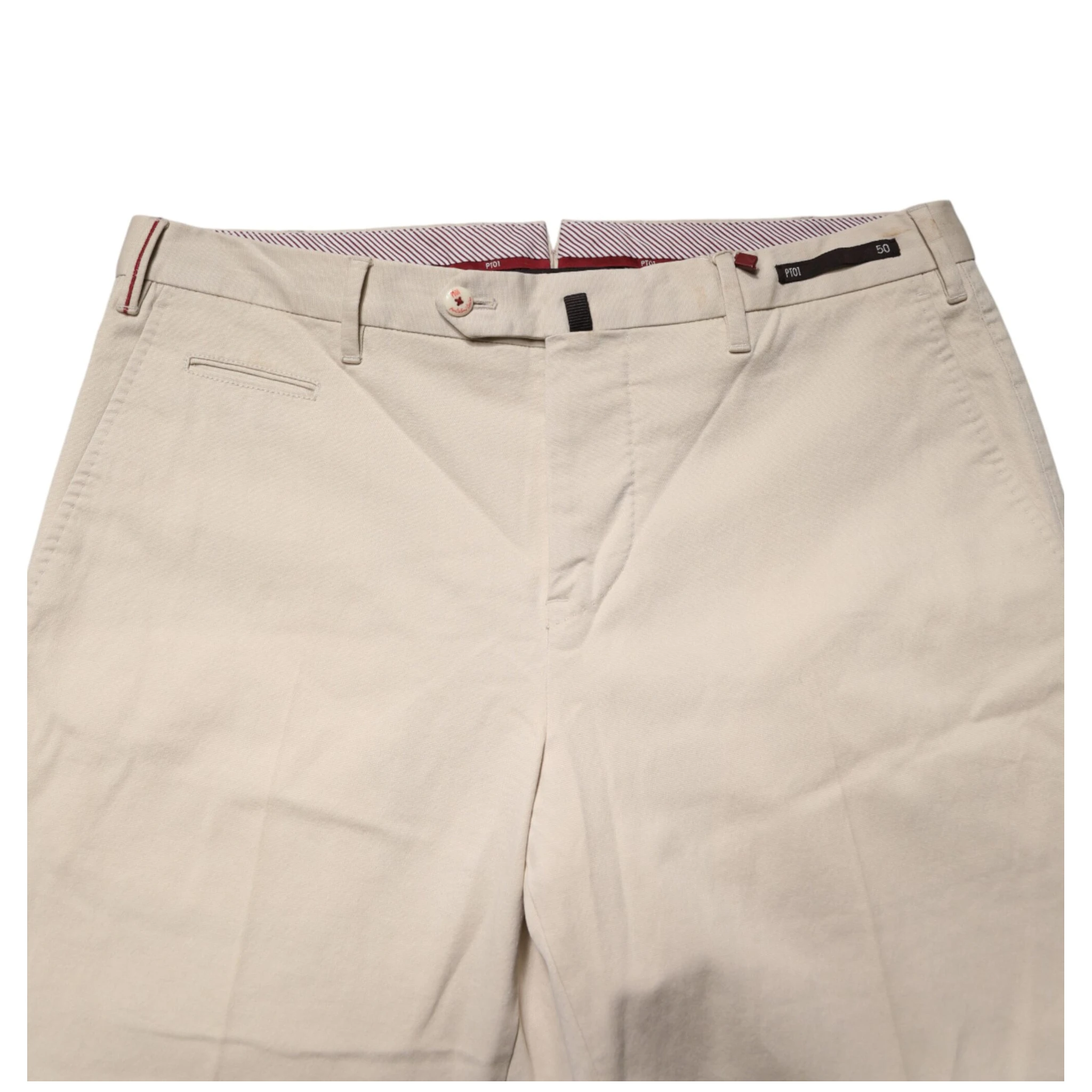 Beige Men Chino Mid Waist Straight Dress Trouser Pants